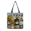 Cute cartoon cat print canvas tote bag detail, featuring adorable watercolor feline illustrations. - Watercolor Cat Print (hm9282)