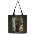 Canvas tote bag with retro mid-century modern stylized cat print, large capacity shoulder bag. - Abstract Style Colorful Cats Print (hm9290)