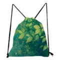 Zaino a sacca con stampa di foglie verdi, stile natura casual borsa leggera. - Foglie Verdi Stile 5 (skk0367)