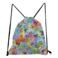 Butterfly print drawstring backpack casual student fashion school bag daily use lightweight - Mixed Colorful Butterfly & Plant Print (sk4820)