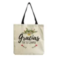 Lässige bedruckte Canvas Tragetasche mit Blumenmuster und spanischem Text für Alltag. - Gracias Por Su Compra Spanischer Stil (hm5441)