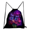 Galaxy butterfly print drawstring backpack, casual stylish double shoulder bag for students daily use. - Starry Dreamcatcher Butterfly Print (sk4824)