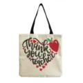 Nahaufnahme des gestickten Thank you teacher Textdetails auf der Beuteltasche Stoffoberfläche. - Thank You Teacher Stil (hm5446)