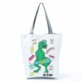 Borsa shopper in tela con stampa dinosauro skateboard, comoda borsa a spalla casual. - Dinosauro Skateboard (hl0158)