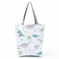 Borsa shopper in tela con stampa dinosauro carina, grande borsa a spalla casual per donna. - Dinosauro e Palma (hl0339)