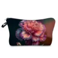 Détail de trousse de maquillage à fleurs sombres, pochette élégante pour voyage et soins de la peau. - Style hz9693