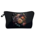 Trousse de maquillage à imprimé floral sombre, organisateur de beauté élégant pour voyage. - Style hz9695