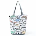 Borsa tote in tela con stampa di dinosauro carino, borsa shopper grande capacità. - Dino Party Multicolore (hl1157)
