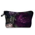 Trousse de maquillage à fleurs sombres, pochette élégante pour voyage et rangement quotidien. - Style hz9696