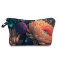 Détail de trousse de maquillage florale sombre, motif floral vif et fermeture zippée solide. - Style hz9702
