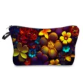 Trousse de maquillage à fleurs avec fermeture éclair, pochette cosmétique colorée. - Style hz9708