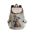 Sac à dos en toile avec imprimé de chien abstrait coloré, cartable décontracté avec poches. - Chien Graffiti(sj4505)