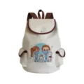 Leinwand Krankenschwester Druck Rucksack Detail, laessige Schultasche mit braunem Leder. - Sj4537