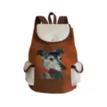 Sac à dos imprimé chien toile vintage cartable marron loisirs sac de voyage quotidien - Chien Peinture à l'Huile(sj4508)