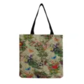 Τσάντα tote από καμβά με vintage φλοράλ στάμπα, ελαφριά casual τσάντα ώμου μεγάλη χωρητικότητα. - Vintage Στυλ με Λουλούδια και Πεταλούδα (hm9455)