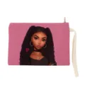 Roze canvas zakje met rits met schattige cartoonmeisjesprint draagbare cosmetische tas. - Stijl 5