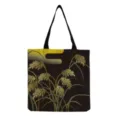 Japanese style retro rice ear art print canvas tote bag, large capacity shoulder shopping bag. - Rice Ears Reeds(hm6451)