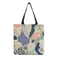 Detailed view of the Japanese style abstract floral print canvas tote bag, lightweight shopping bag. - Abstract Floral Dots(hm6455)