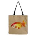 Canvas tote bag with stunning goldfish print, spacious casual shoulder bag for daily shopping use. - Realistic Goldfish(hm6458)