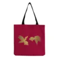 Goldfish print detail on red canvas tote bag, classic shoulder strap and large daily capacity. - Red Goldfish(hm6465)