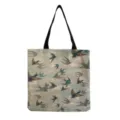 Vista dettagliata della borsa tote in tela con motivo di rondini retro, qualita eccellente. - Stampa Rondine Vintage (hm7129)