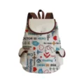 Canvas rucksack detail mit medizinischem motiv, ärzte held muster und braunen tragegurten. - Sj4539