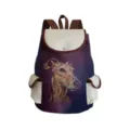 Sac à dos en toile avec imprimé chien d'art, cartable décontracté avec poches et bord marron. - Chien Peinture à l'Huile(sj4511)