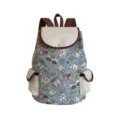 Detailansicht eines Canvas-Rucksacks mit einem niedlichen Zeichentrick-Zahnmuster. - Sj4547