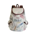Canvas Medizin Print Rucksack Detailansicht mit Stethoskop, Spritze und Klappentasche. - sj4558
