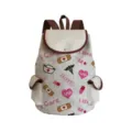Leinwand-Krankenschwester-Rucksack für Damen mit braunem Lederbesatz, Schulrucksack. - sj4571