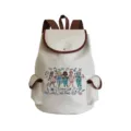 Leinwand Rucksack mit Krankenschwester Grafik Print, braun Lederbesatz, Freizeittasche. - sj4565