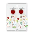 Cute back to school apple u-shaped acrylic earrings sweet fashion jewelry for women girls - U-Shaped Apple Earrings