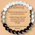 Triple protection beaded bracelet natural stone white grey and black multi-color jewelry - Tri-Color Stone Style 4