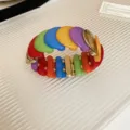 Colorful acrylic stretch bracelet, fashion statement resin wrist jewelry for women. - 10# Bracelet (HB3859) / Multicolor Round Geometric