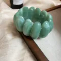 Chunky green marble resin beaded bracelet, stylish elastic oval bangle for daily fashion wear. - 12# Bracelet (HB3859) / Green Oval Iridescent