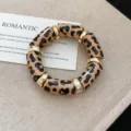 Chic leopard print acrylic stretch bracelet with metallic spacers fashion jewelry for women - Round Patchwork Style (45#) / Coffee Gradient