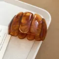 Chic tortoiseshell acrylic stretch bracelet, wide resin cuff fashion jewelry for women. - 68# Bracelet (HB3859) / Dark Coffee Ink-wash (Rectangle)