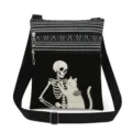Borsa a tracolla alla moda con stampa teschio, doppia chiusura lampo e cinturino regolabile. - Stile Teschio e Gatto (xkk2363)