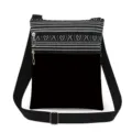 Casual zwart-witte geweven crossbody tas met ritstasjes en verstelbare schouderriem. - Z/W Geometrische Zwarte Stijl (xk3670)