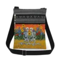 Borsa a tracolla casual alla moda con righe bianche e nere e stampa teschio artistica - Stile Teschio e Girasole (xkk2365)