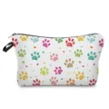 Bolsa de maquillaje con estampado de huellas coloridas, neceser portátil con cremallera. - Estampado de Pata Colorido Y Corazón Blanco (hz4380)
