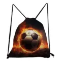 Flaming soccer ball print drawstring backpack, casual sports gym bag and portable lightweight sack. - Football Pattern (sky5297)
