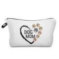 Detalle de neceser de maquillaje con huella de perro, estuche cosmetico portatil con cremallera. - Letras DOG MOM Y Estampado de Pata (hz4382)