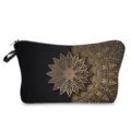 Bolsa cosmética mandala oro negro, bolso de moda ligero para maquillaje y lápiz labial. - Estilo hz12371