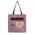 Borsa tote in tela con stampa infermiera, borsa spesa lavabile e portatile per uso quotidiano. - Stile 6 (hmk3346)