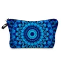 Bolsa de cosméticos con estampado de mandala azul, necesisario ligero para viaje y uso. - Estilo hz12372