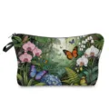 Floral butterfly print makeup pouch detail view showing vibrant rainforest design - Rainforest Butterfly Floral (hzk3517)