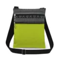 Zwart wit en groen gestreepte schoudertas met dubbele rits detailweergave lichte tas - Z/W Geometrische Heldergroene Stijl (xk3676)