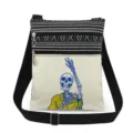 Borsa a tracolla alla moda in tela con motivo a righe e stampa teschio per uso quotidiano. - Stile Teschio Blu (xkk2440)