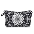 Black and white mandala print cosmetic bag zipper makeup pouch daily organizer case - Black And White Art (hzk0407)